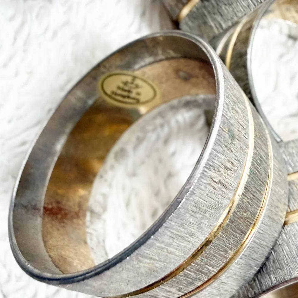 Mariposa Silver & Gold Napkin Rings Set of 8